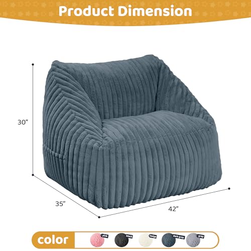 Image of HABUTWAY Bean Bag Chair, Giant Bean Bag Chairs for Adults and Kids, Bean Bag Sofa, Lazy Floor Sofa, Faux Fur Beanbag Chair with Armrests for Living Room Bedroom (Dark Grey)