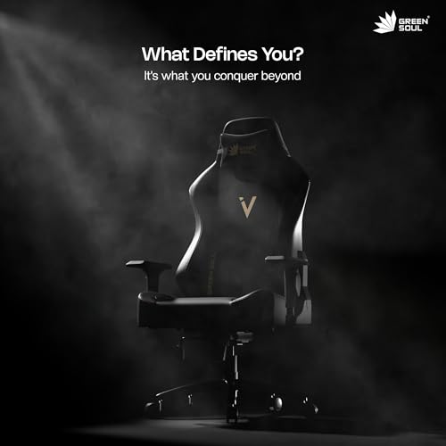 Image of Green Soul Vision Multi-Functional Ergonomic Gaming Chair, Premium Leatherette Chair with Adjustable Neck & Lumbar Pillow, 4D Adjustable Armrests & Heavy Duty Metal Base (Black)
