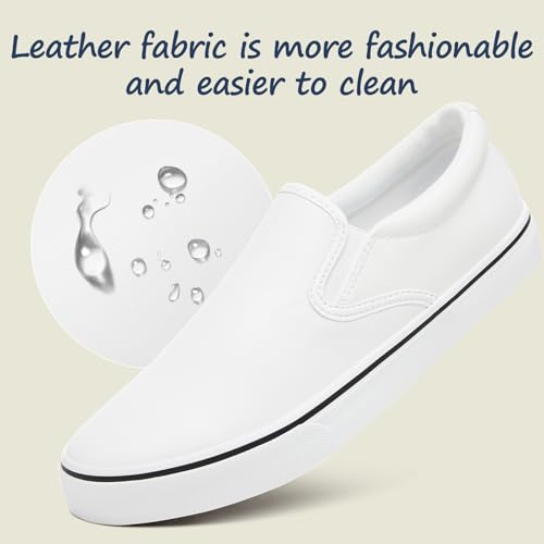 yageyan Mens Slip on Sneakers Loafers Shoes PU Leather Black Shoes PU Leather White Casual Fashion Shoes2