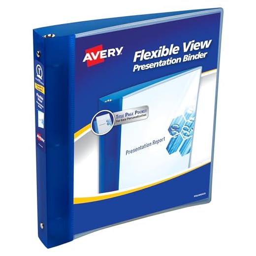 Avery Flexible View 3 Ring Binder, Clear Front Customizable Cover with Solid Back, 1 Inch Round Rings, 1 Clear/Blue Binder (17675)