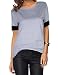 YesFashion Women's Casual Round Collar Short Sleeve T-Shirt Blouse Tops (L, Grey)