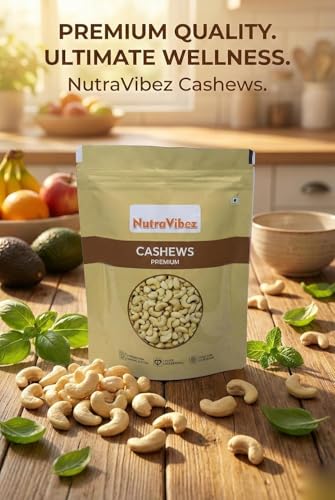 Image of NutraVibez cashew 250gm | Crunchy Whole Cashew Nuts | Healthy Protein-Rich Snack | Immunity Booster | Gluten-Free, Vegan | Fresh & Crunchy Kaju (250 Gm)