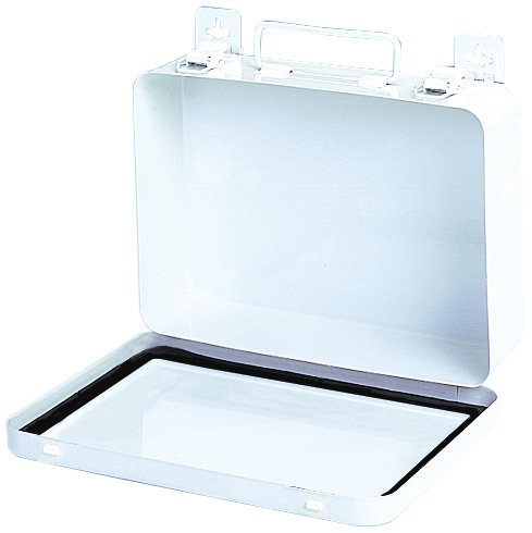 Durham 506-43-N/P White Metal 16 Unit Horizontal Empty First Aid Kit Box without Partition, 9-1/16" Width x 6-5/16" Height x 2-3/8" Depth