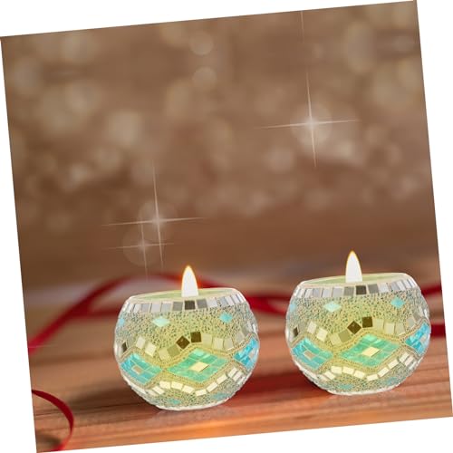 Cabilock Mosaic Candle Holder Hollow Candleholder Home Decor Candle Stand Scented Candle Holder Votive Candle Holders Mosaic Lantern Candle Holders Ceramic Lotus Decorations Glass Romantic