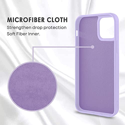 Image of DIZORO Silicone Back Case for iPhone 12 /12 Pro, Soft-Touch Phone Microfiber Silicone Back Cover for iPhone 12 /12 Pro -Purple