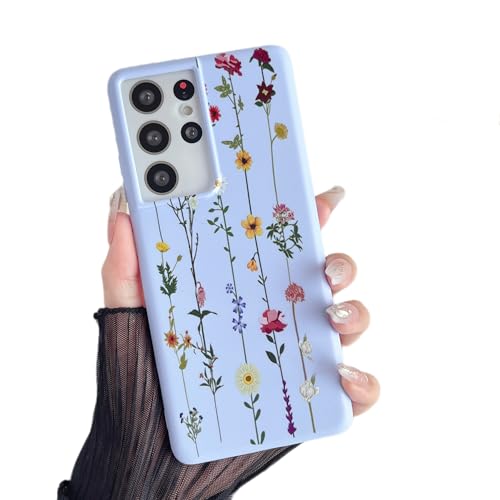 ZTOFERA Floral Case for Samsung Galaxy S21 Ultra 5G,Cute Flower,Purple