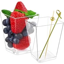 Kucoele 50 Sets Plastic Charcuterie Cups with Sticks, 5oz Clear Appetizer Cups Party Serving Cups 50 Cups + 100 Cocktail Picks