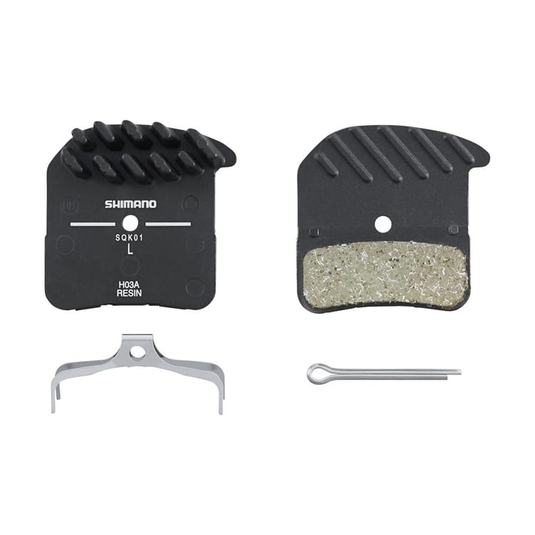 SHIMANO H03A disc pads and spring, alloy back with cooling fins, resin, Black, Pair - Image 3