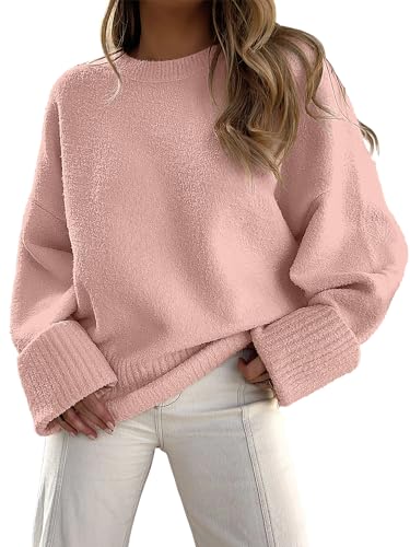 ANRABESS Women's Oversized Sweaters 2026 Long Sleeve Fuzzy Knit Casual Chunky Pullover Sweater Fall Outfits Clothes Coral Medium by ANRABESS - Image 2
