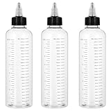 3 Pcs Applicator Bottle for Hair Dye 8.5 Ounce Hair Oil Applicator Plastic Squeeze Bottle Root Transparent Hairs Dye Bottles Twist-On Top Tip Cap with Graduated Scale for Home Salon Stylist Beauty