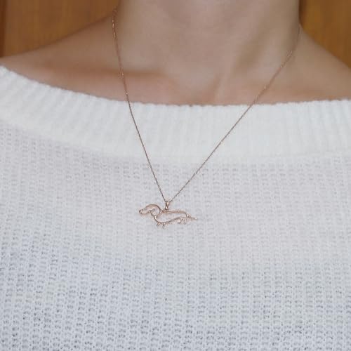 AFFY Dachshund Dog Charm Pendant Necklace In 14k Gold Over Sterling Silver, Elegant Silver Jewelry and Silver Chain 18 Inches Long, Ideal Gifts for Women and Pet Lovers2