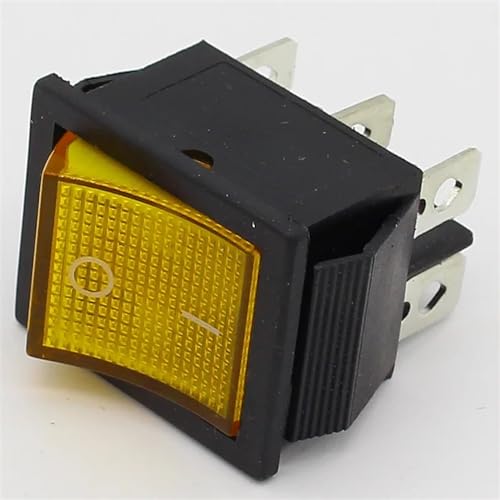 Interrupteur à bascule 6 pins avec lampe jaune et contacts laiton pour panneau de contrôle