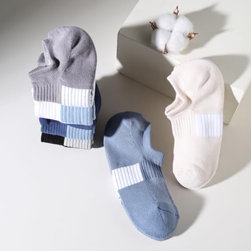 Image of EPEIUS Thick No Show Socks for Women Athletic Ankle Socks Cushioned Running Low Cut Non Slip Footies 3 /6 Pairs