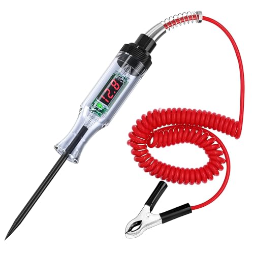 Image of Hetkrishi Test Light Automotive, Automotive Circuit Tester, DC 6V-24V Digital LED Test Light with Portable, Auto Bidirectional Voltage Tester Electric Test Pen with Voltmeter and Probe