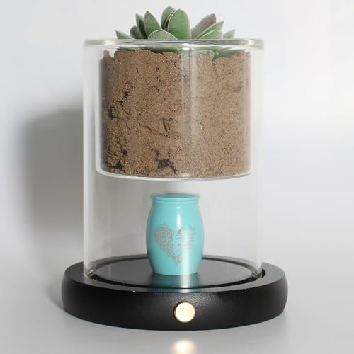 Image of Contid Small urns for Ashes with Base Light Glass Plant mini Urn Keepsake Urn for Human Ashes Little Cremation Urn for Human or Pet Sharing Memorial Urns for Loss of Loved one