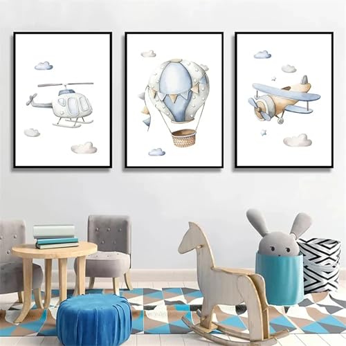 Impression artistique hélicoptère dessin animé pour mur enfant