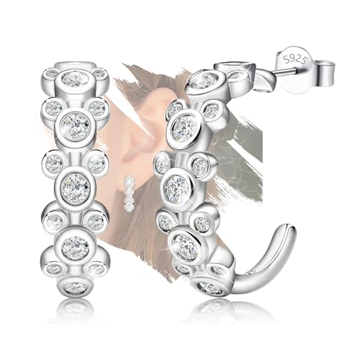 Mouse Earrings Sterling Silver Lovely Animal Stud Earrings for Women Hypoallergenic Cubic Zirconia Cute Mouse Earring Jewelry Gifts for Sister Friend