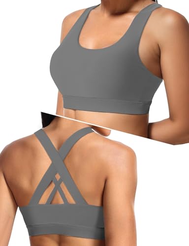 Image of Buauty Sports Bra for Women, Criss Cross Back Medium Support Workout Bras with Removable Cups for Yoga Running Gym