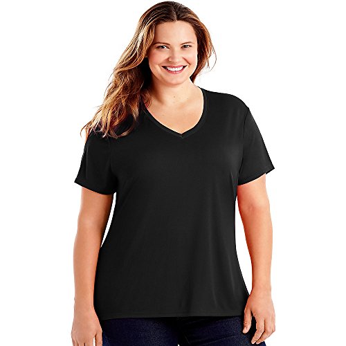 JUST MY SIZE Cool DRI Short-Sleeve Women's V-Neck Tee Black