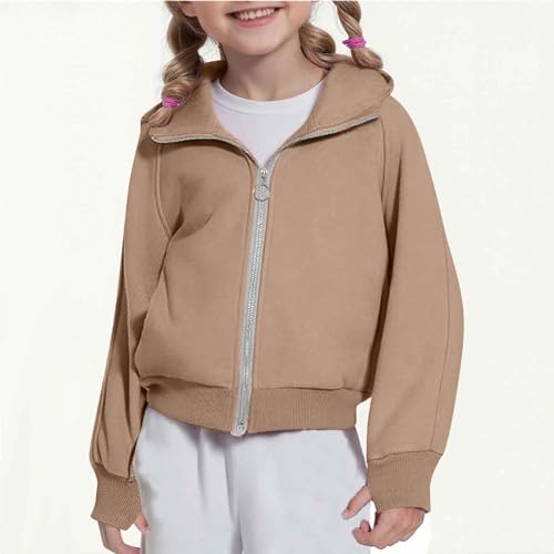 lcepcy Girls Zip Up Cropped Hoodies Teen Casual Thumb Hole Long Sleeve Full-Zip Sweatshirts Jacket with Pockets2