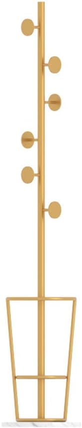 Coat Racks Coat Rack 6 Hooks Iron Nordic Creative Marble Base Coat Stand with Umbrella Stand Home Storage Clothes Hanger Bedroom Office Easy to Assemble (Color : Gold White)