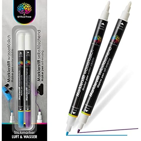 OfficeTree 2 x Trickmarker Selbstlöschend und Wasserlöslich - Zauberstift Nähen - Stoffmarkierstift Selbstlöschend zum Markieren von Stoffen - Für Handarbeiten Cover