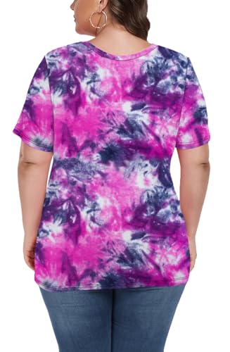 Image of ForHailey Women's Plus Size Short Sleeve Tee Shirt V Neck Basic Ladies Loose Fit T Shirt 1X-5X