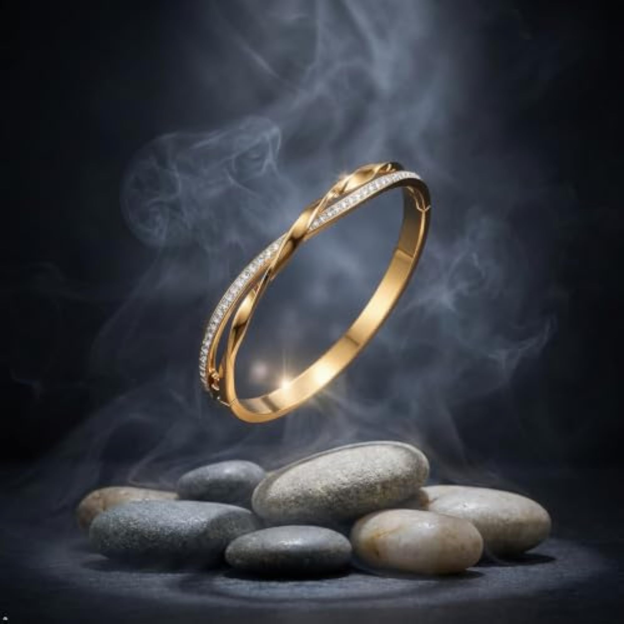 Women's Stainless Steel Golden Adjustable Kada Bracelet