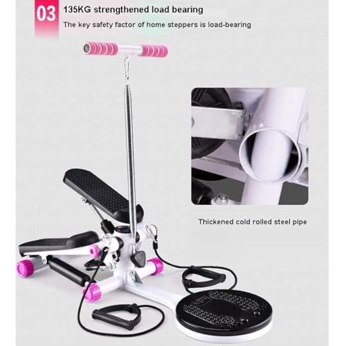 Image of Mini-Stepper Swing Stepper with Handlebars - Fitness Pedal Machine LCD Monitor, Hydraulic Resistance & Foot Massage for Home Workout(Pink)