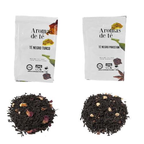 Aromas de Té - Pack Tés Negros 200g -Té Negro Pakistaní + Té Turco - Sabores Especiados y Florales - Propiedades Digestivas