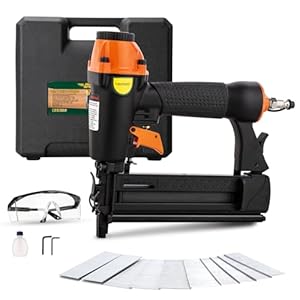 Pneumatic Brad Nailer,18 Gauge,2 in 1 Air Nail Gun Staple Gun,Accepts 2 Inch Brad Nails and Crown 1-5/8 inch Staples,with Carrying Case and 1000pcs Nails,for Carpentry, DIY,Woodworking