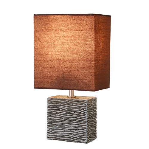 Amazon Basics Rectangular Poly Table Lamp With Led Bulb - 6" X 4" X 11.5", Brushed Nickel #TOP1