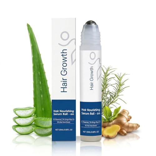 Rosemary Hair Growth Serum Roll On with 3% Rosemary,2% Ginger oil,3% Aloe Vera Extract,Helps Support Thicker, Fuller Hair Appearance,Stronger Root，stimulate follicle,Hair Thicker，Hair Loss Treatment.