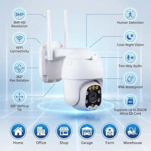 Image of HANUTECH 3MP 4G Mini PTZ IP Home Security Camera IP66 Outdoor Waterproof PTZ CCTV Camera Human Detect Color Night Vision Audio Talk CCTV Surveillance P2P IP Camera
