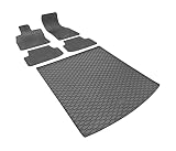 Rigum Passende Gummimatten und Kofferraumwanne Set geeignet für VW Golf VII Variant ab 2013 + Gurtschoner