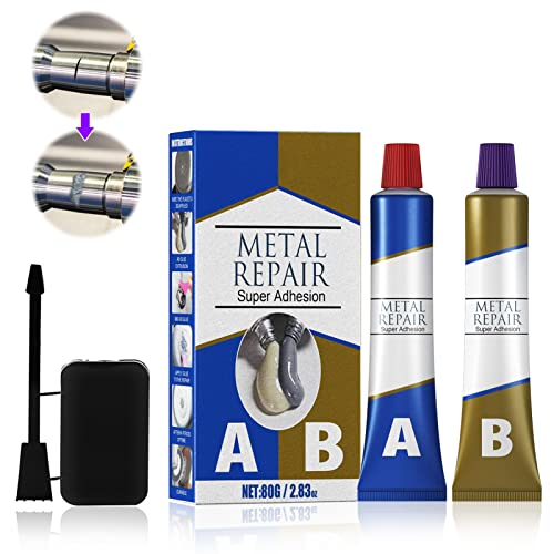 Pâte de Réparation en Métal Soudure à Froid Metal, Magic Welding Glue 80g AB Glue, Metal Mending Agent Metal Repair Glue pour Réservoirs de Carburant, de La Plomberie (40G*2)