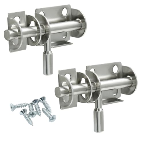 Unlorspy 2Pcs Sliding Barrel Bolt Door Lock, Silver