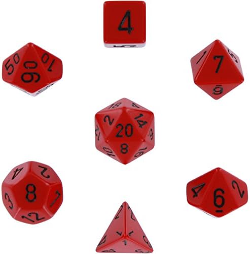 Polyhedral 7-Die Opaque Dice Set - Red with Black image 3