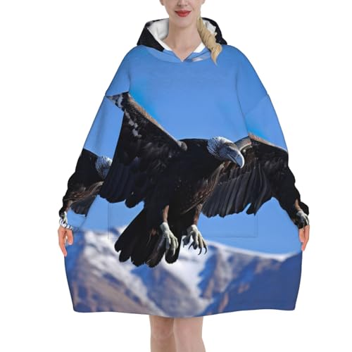 Couverture à capuche portable EdWal aigle blanc pour soirées cocooning et détente sur le canapé