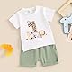 Geagodelia 1. Jahr Geburtstags Outfit Baby Junge Kleidung Set Kurzarm T-Shirt und Shorts Bekleidungssets für Jungen (1 Afrikanische Tiere Hellgrün, 12-18 Monate)