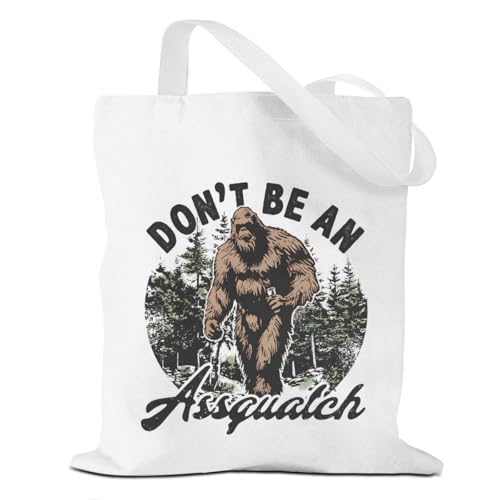 Funny Bigfoot Tote Bag, Retro Canvas Tote, Reusable Grocery Shopping Shoulder Bag for Travel, Work Beach, Humor Bigfoot Gifts for Men Women Animal Bigfoots Lover Best Friend Birthday Christmas