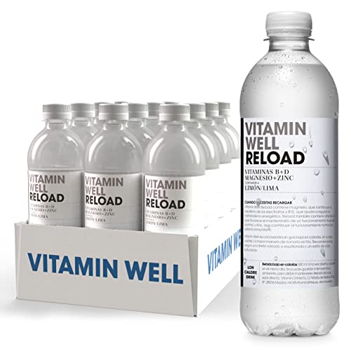 Vitamin Well - Enriquecido con Vitaminas D y B, Magnesio, Zinc, Alternativa Saludable, Sabor Limón-Lima / Reload (12 x 500ml)