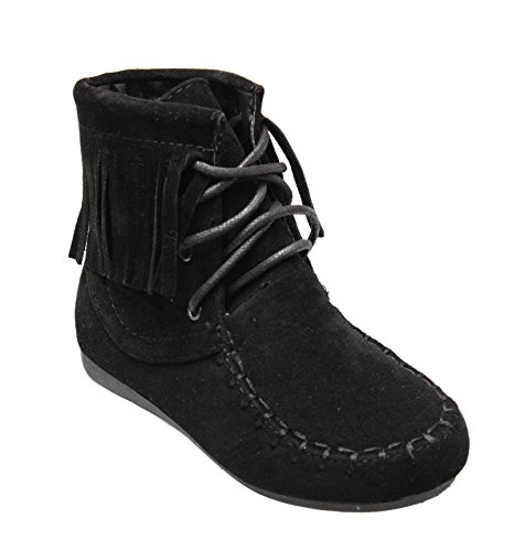 Titan Mall Link Candice-21K Children Girl's Comfort Lace Up Fringe Ankle Booties