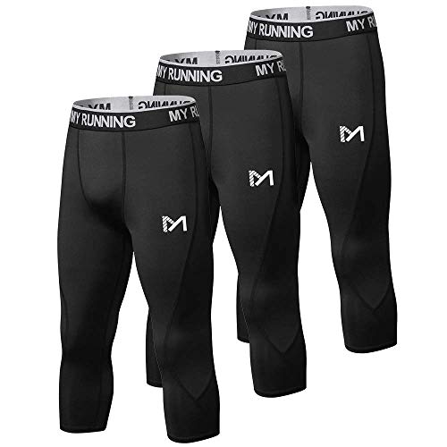 Pantalon de compression 3/4 homme MEETYOO pour vos sessions de running et fitness lot de 3 S