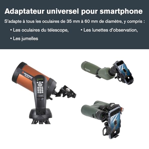 Celestron 81055 NexYZ 3-Axis Universal Smartphone Adapter, Patented Design - Works with Telescopes, Spotting Scopes, Binoculars, Monoculars and Microscopes, Black – vue 2