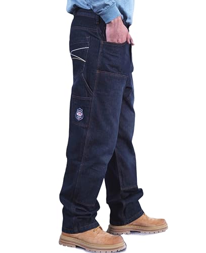 Image of BOCOMAL FR Pants for Men Double Front Flame Resistant Carpenter Denim Pre-Washed Fire Retardant Dungaree