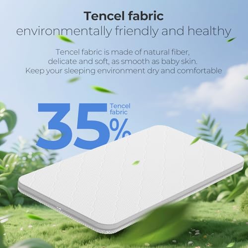 Image of 30x18 Oval Bassinet Mattress: 2 inch Thick Dual Side Gel Memory Foam Bassinet Mattress Fit for Halo Swivel /Luxe /Glide /Flex /Premiere Series Sleeper Bassinest - All-Season Design