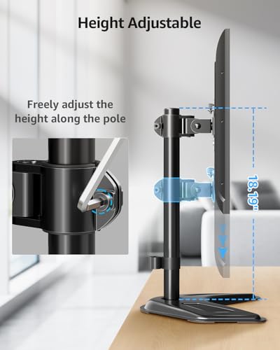 Image of MOUNTUP Single Monitor Stands, Freestanding VESA Monitor Desk Mount fits 13'' to 32'' Computer Screen with Height Adjustable, Swivel, Tilt, Rotation, 17.6 lbs Load, For Home Office, VESA 75x75 /100x100