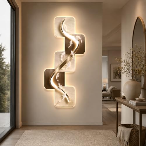 Sculpture Murale 3D Premium Lumineuse, Tableau LED Style E pour Chambre
