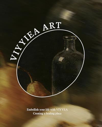 Image of VIYYIEA Vintage Gold Framed Wall Art for Living Room, Fruits Canvas Prints Home Decor, Oil Painting Picture, Bedroom Wall Decor Gifts for Friends or Family -【Pear by the Bottle】-(16L x 12W)